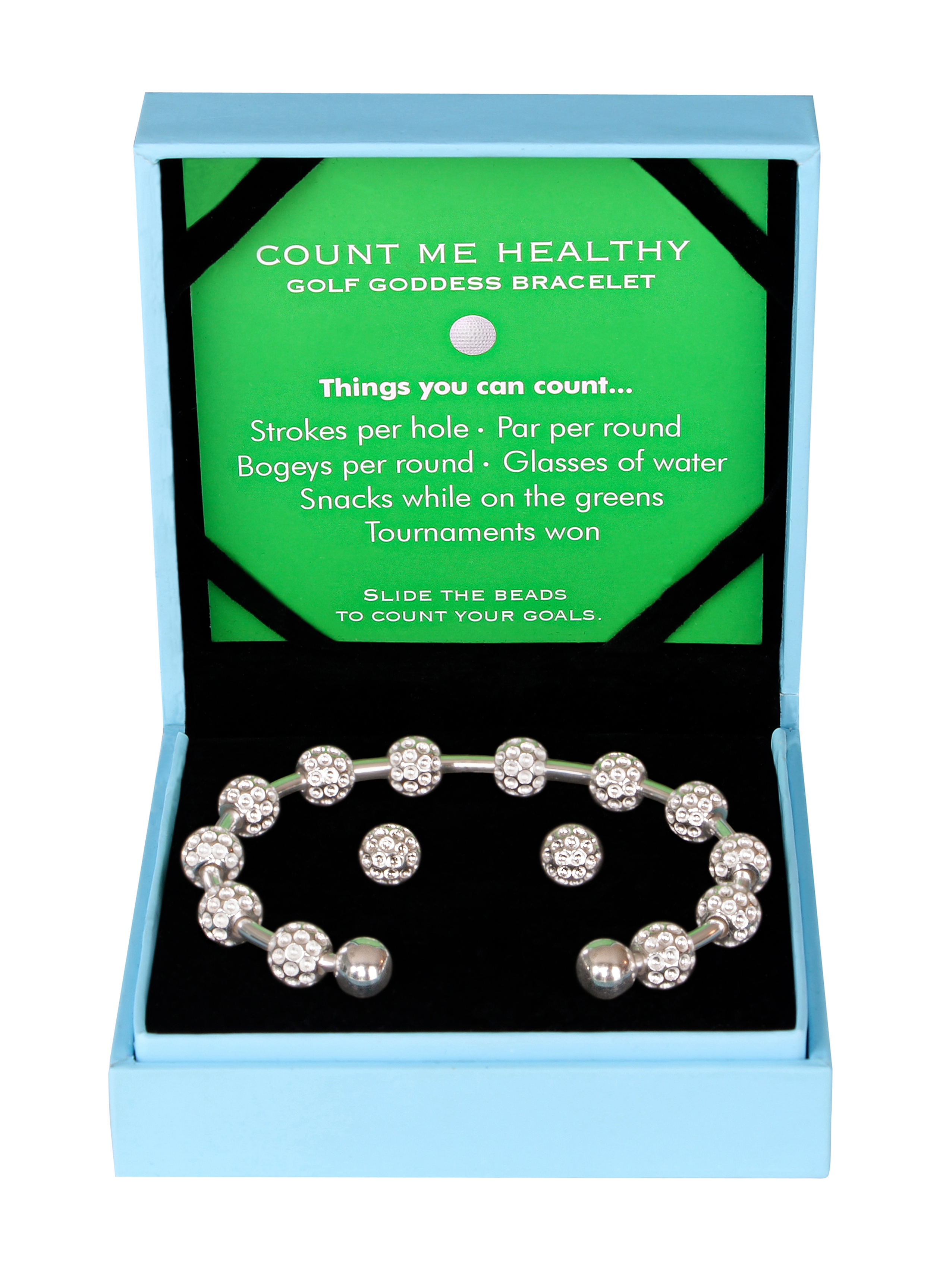 Golf Goddess Gift Set - Silver Golf Ball Bead Stroke Counter Bracelet and Silver Golf Ball Earrings