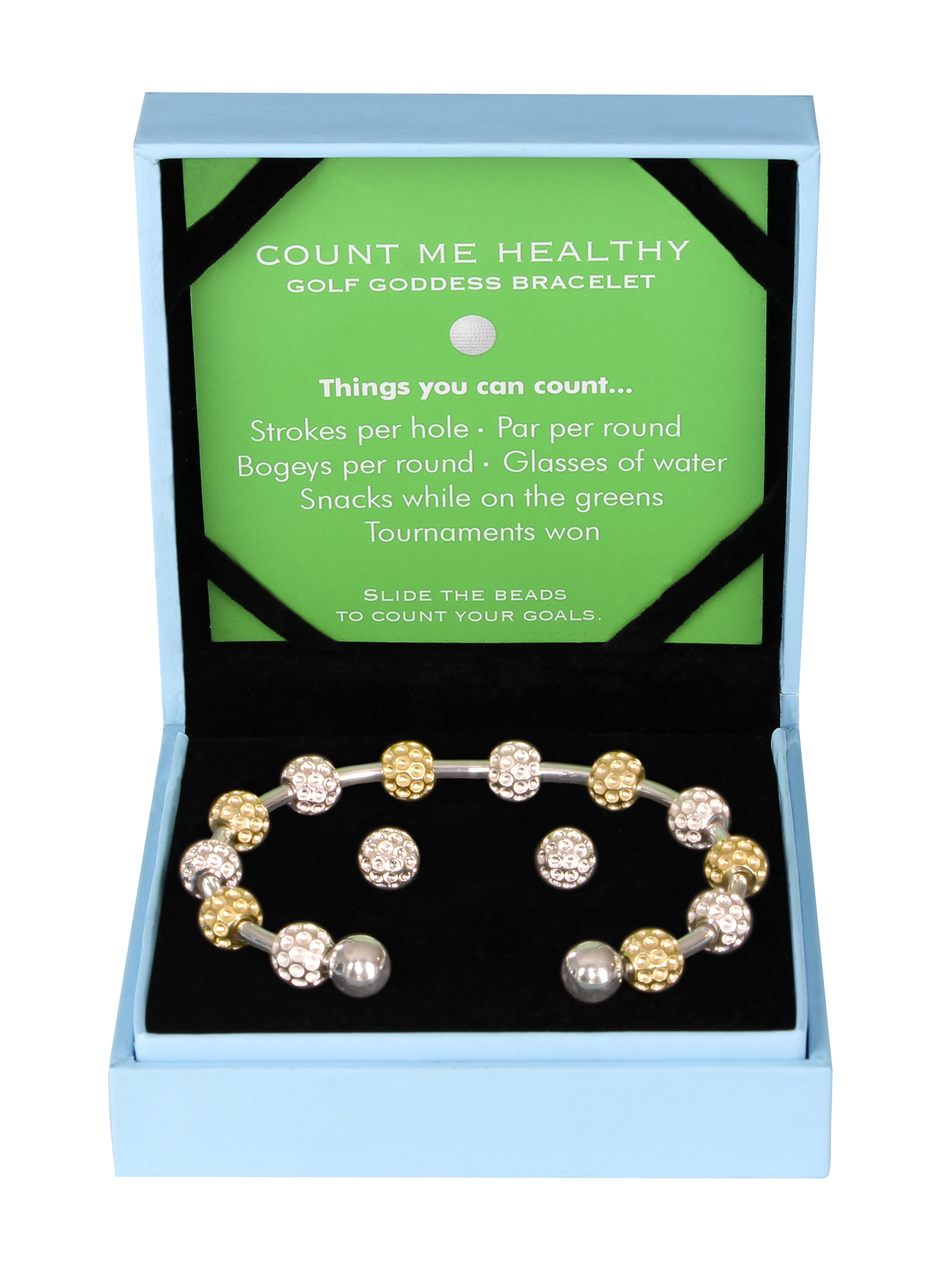 Golf Goddess Gift Set - Two-Tone Golf Ball Bead Bracelet and Silver Golf Ball Earrings
