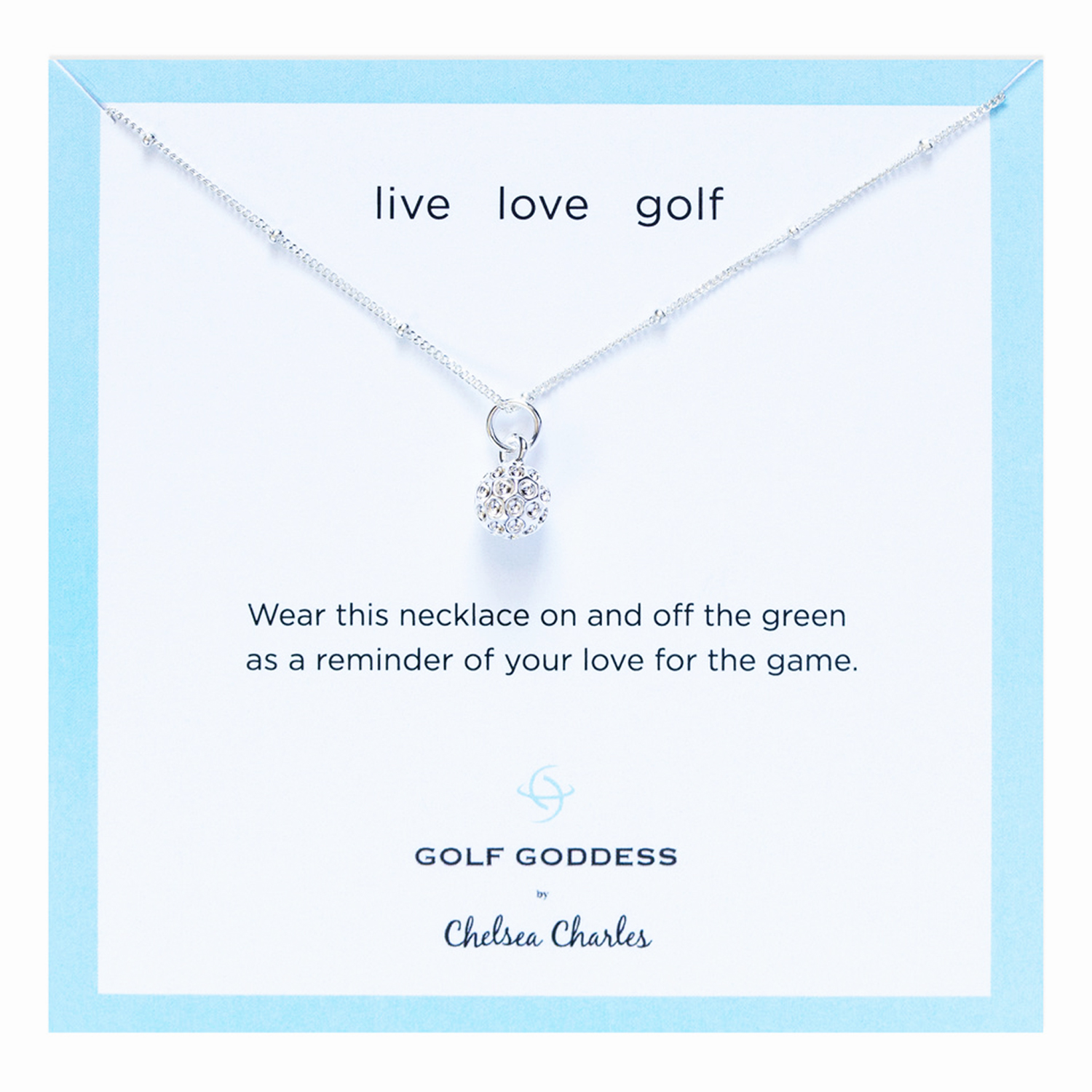 Golf Goddess Silver Golf Ball Charm Necklace